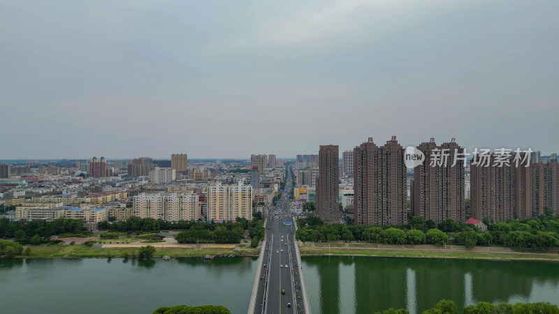 航拍河南漯河大景城市建设