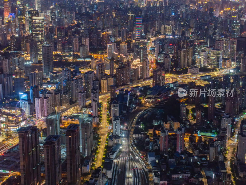 航拍上海现代都市摩天大楼陆家嘴外滩夜景