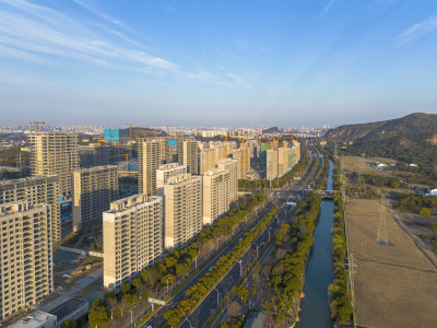 航拍建设中的苏州高新区大阳山板块