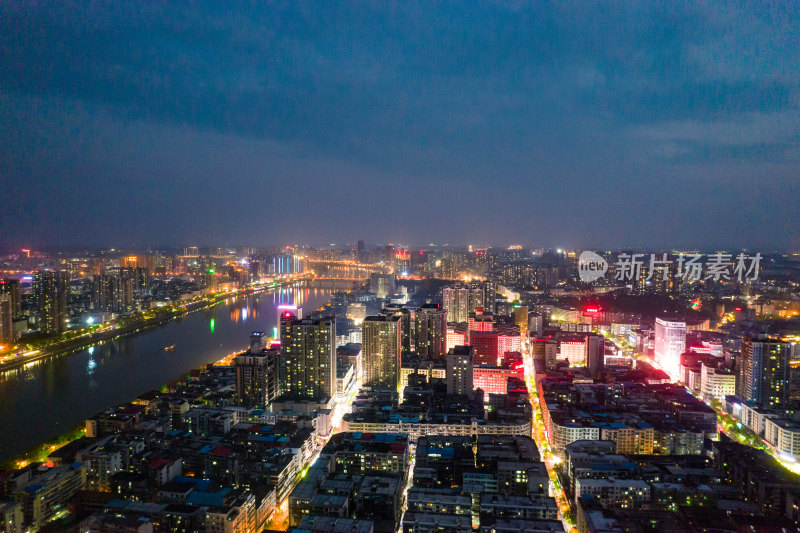 衡阳城市夜景航拍