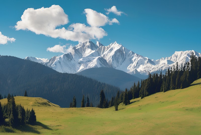 雪山高原草原森林风景