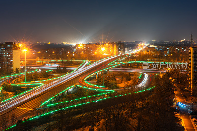 北京玉蜓桥城市车流夜晚公路