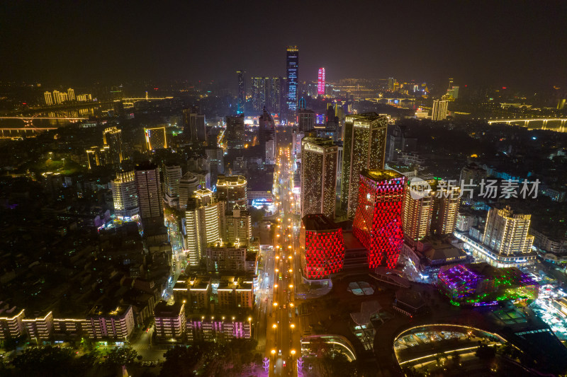 广西柳州城市夜景航拍摄影图