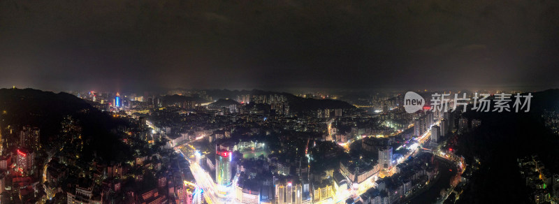 贵州遵义夜景航拍全景图