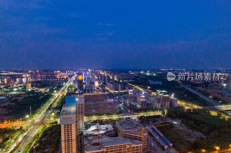 河南周口行政中心市政府周边夜景