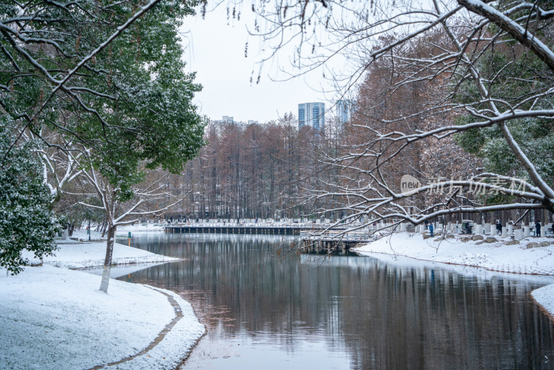 武汉冬天解放公园雪景