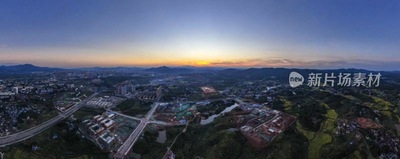 山川丘陵美丽乡村航拍全景图