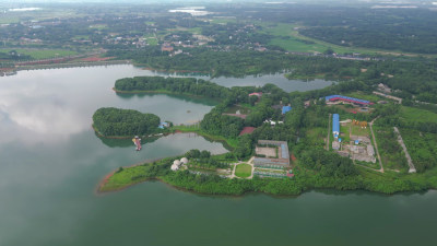 航拍湖南常德清水湖旅游区