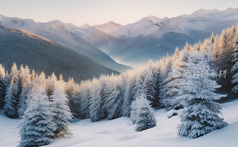 冬季森林白雪覆盖风景