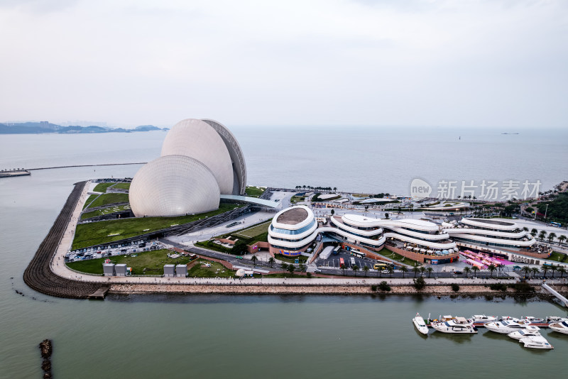 广东珠海大剧院野狸岛日月贝航拍