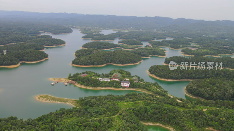 航拍湖北荆州洈水景区4A景区