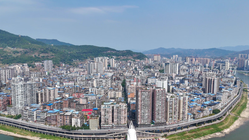 航拍四川达州建设达州大景