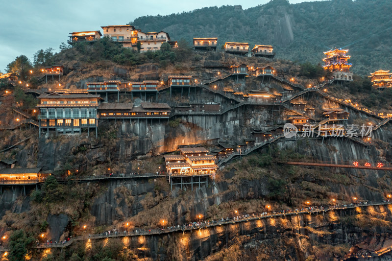 江西上饶望仙谷景区航拍夜景风格