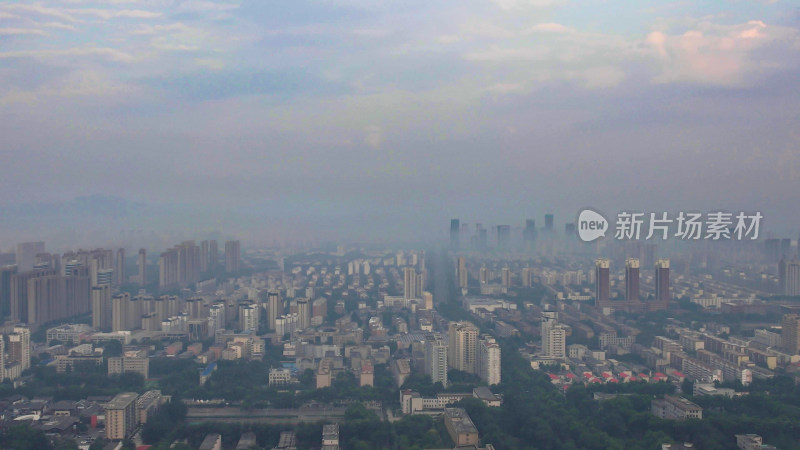 山东淄博清晨迷雾航拍图