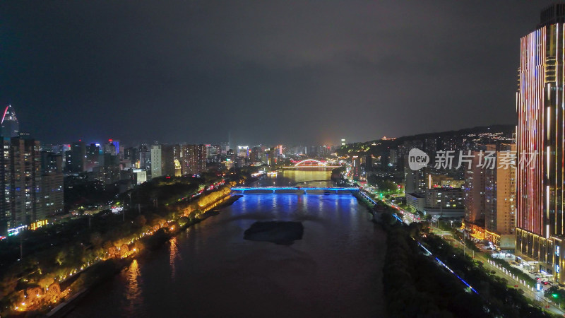 甘肃兰州夜景兰州城市夜景航拍