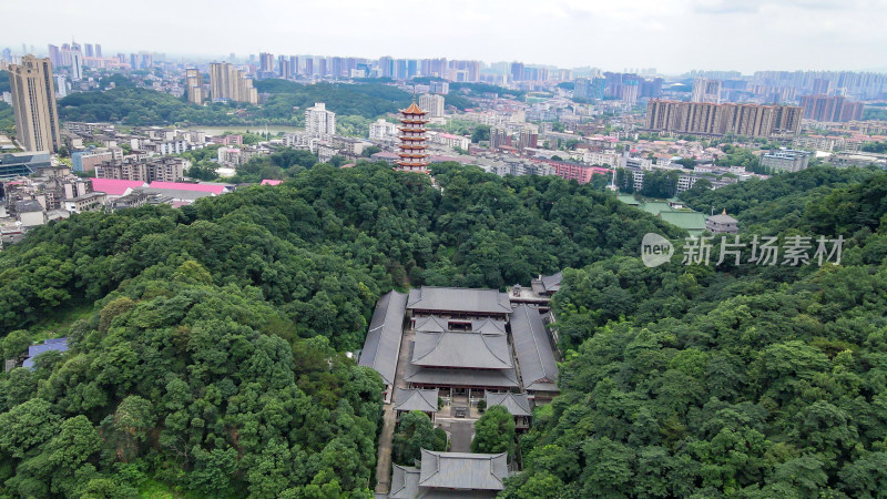 旅游景区湖南益阳栖霞寺航拍