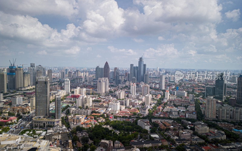 天津市区海河风景天际线航拍