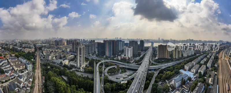 浙江杭州城市风光全景图