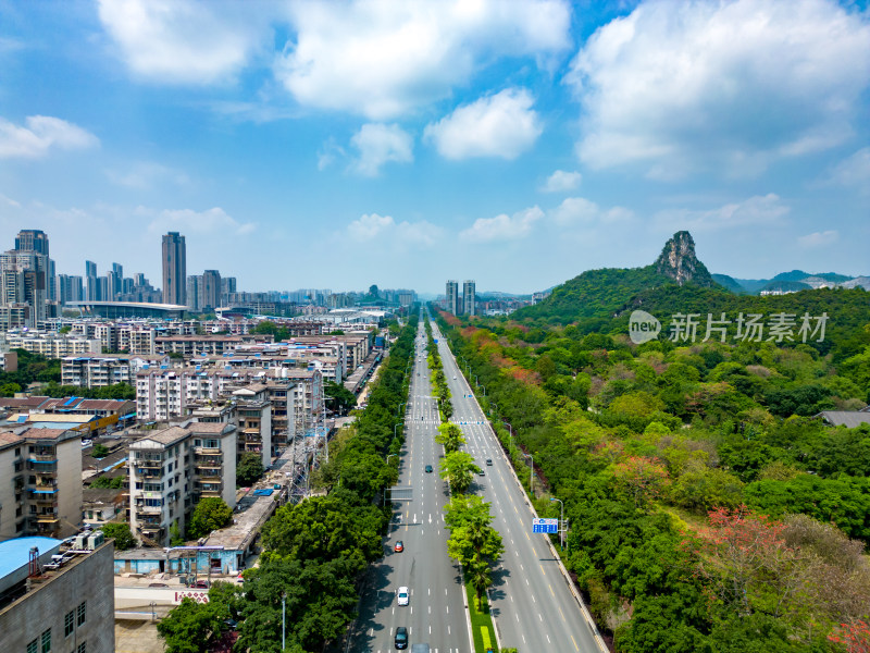 广西柳州城市风光交通航拍摄影图