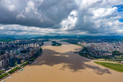 浙江温州城市风光瓯江航拍摄影图