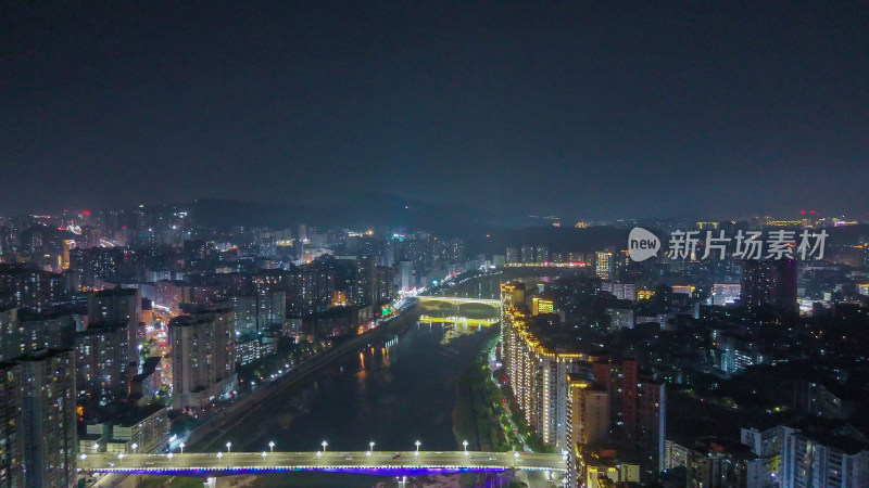 四川达州夜景达州大景航拍