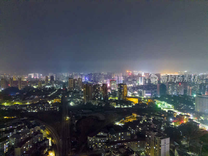 城市夜景万家灯火航拍摄影图