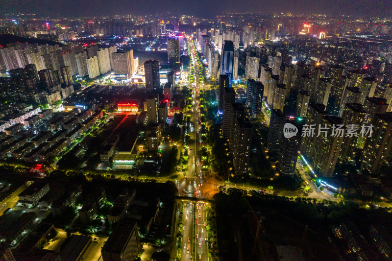 安徽蚌埠新城区城市夜景航拍图