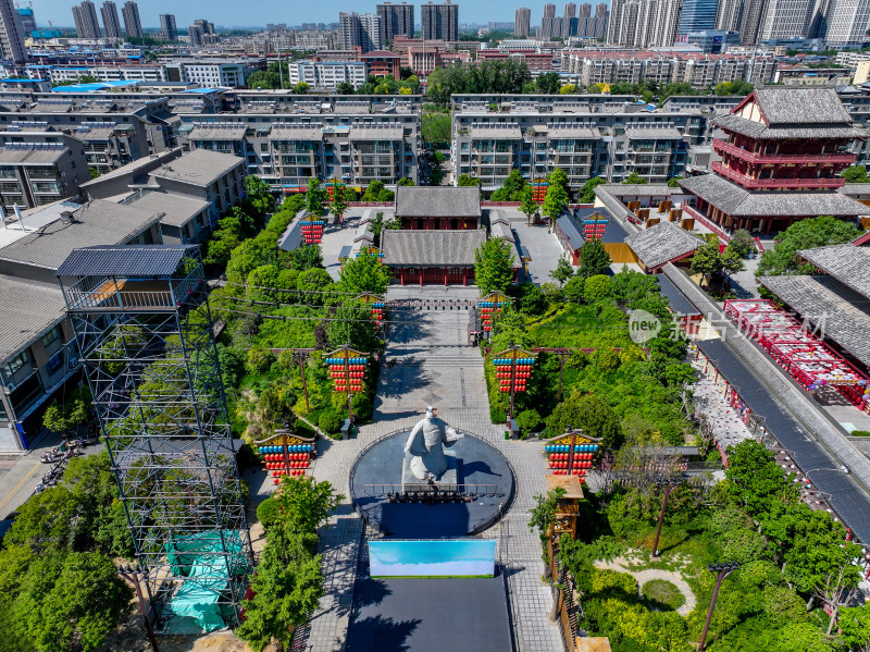 许昌市曹魏古城春秋楼景区曹丞相府航拍