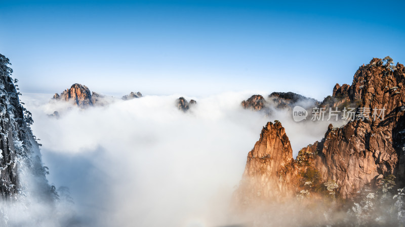 黄山云海 日出雾凇 黄山航拍 风景 自然风光