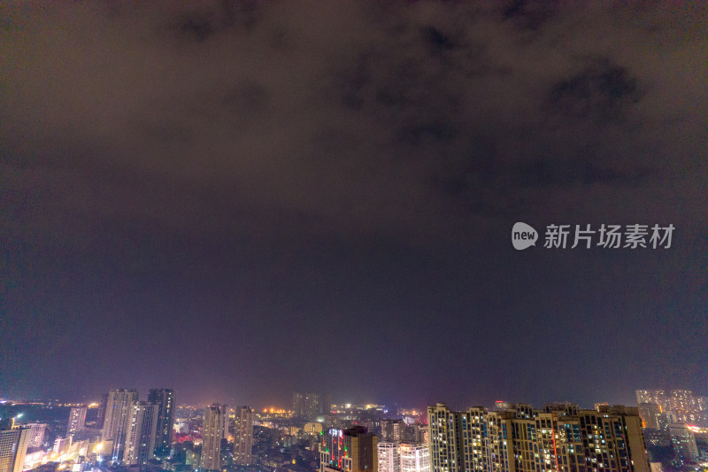 广西钦州城市夜景灯光交通航拍摄影图