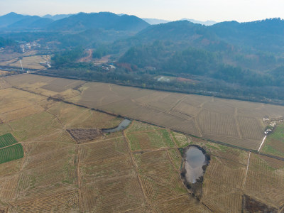 乡村田园风光航拍全景