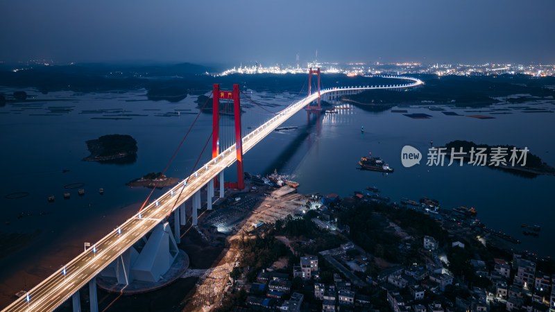 钦州龙门大桥航拍夜景