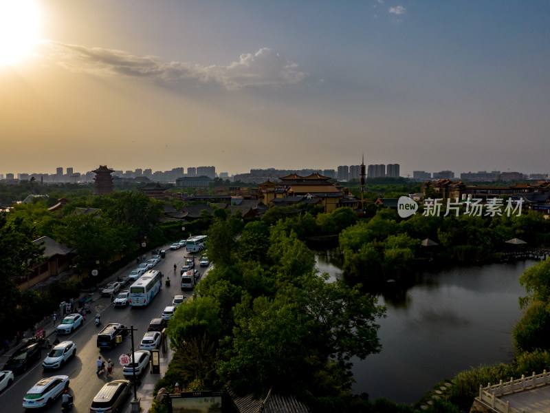 河南开封城市风光旅游景区航拍图