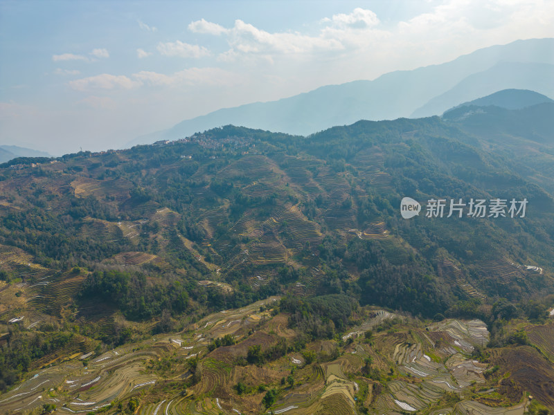 航拍红河州元阳梯田自然风光