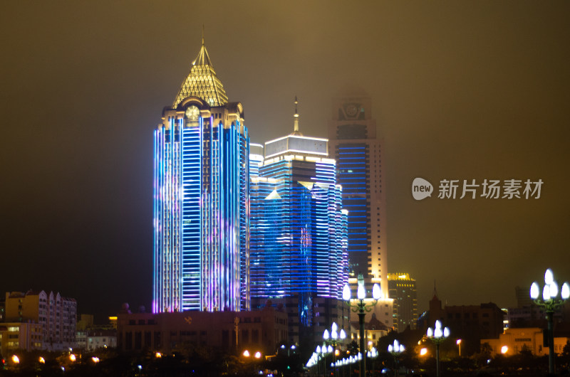 青岛栈桥城市夜景