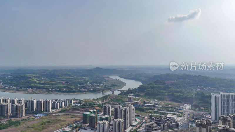 航拍四川内江大景内江城市建设