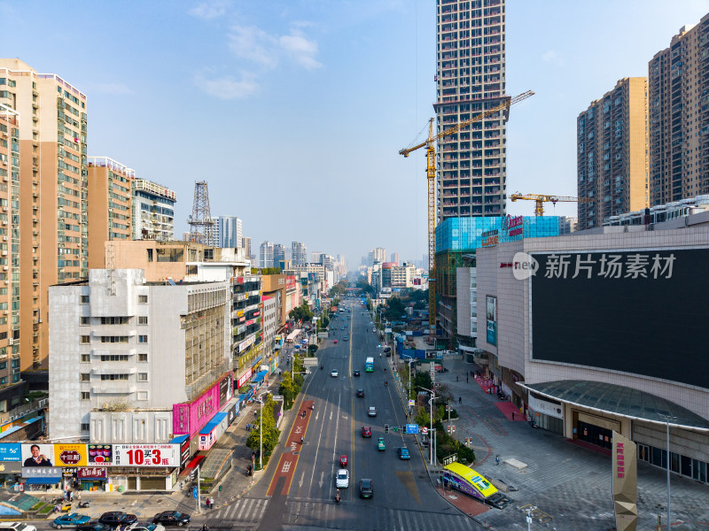 湖南岳阳城市风光岳阳商业街航拍