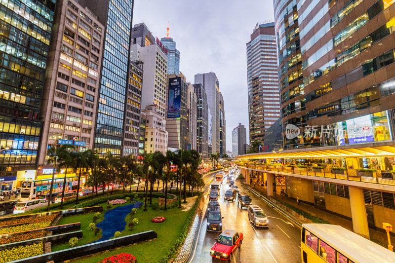 中国香港中环城市风光夜景