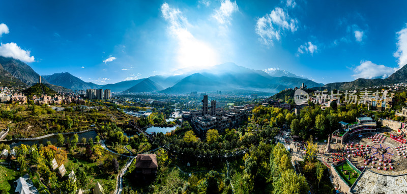 雪山下的中国古羌城全景01