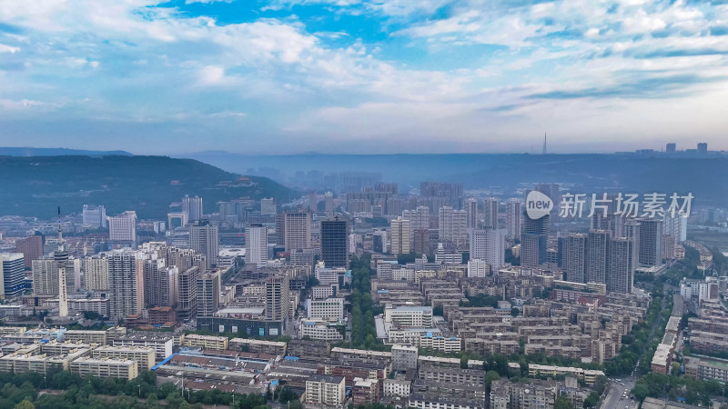 陕西宝鸡城市建设航拍图