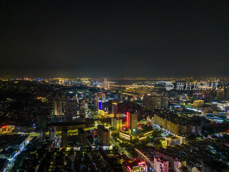 福建泉州城市大景夜景航拍图