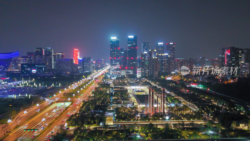 航拍成都天府新城成都CBD天府大道夜景