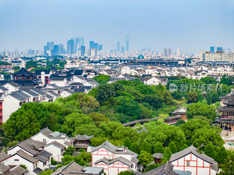 航拍苏州盘门景区中式园林建筑苏州古城