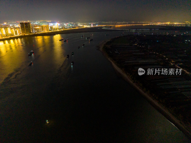 芜湖城市夜景灯光航拍图