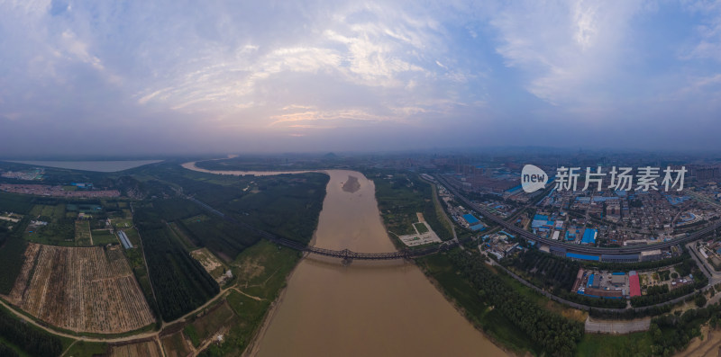 山东济南黄河航拍全景