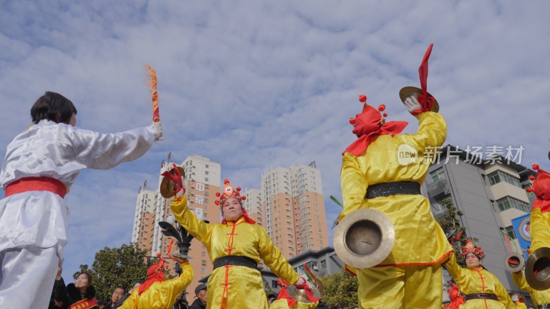 锣鼓喧天节日喜庆打鼓庆祝拍镲