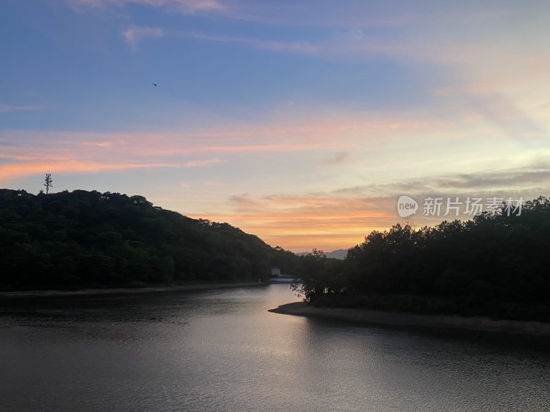 实拍大夫山森林公园实落日晚霞景色