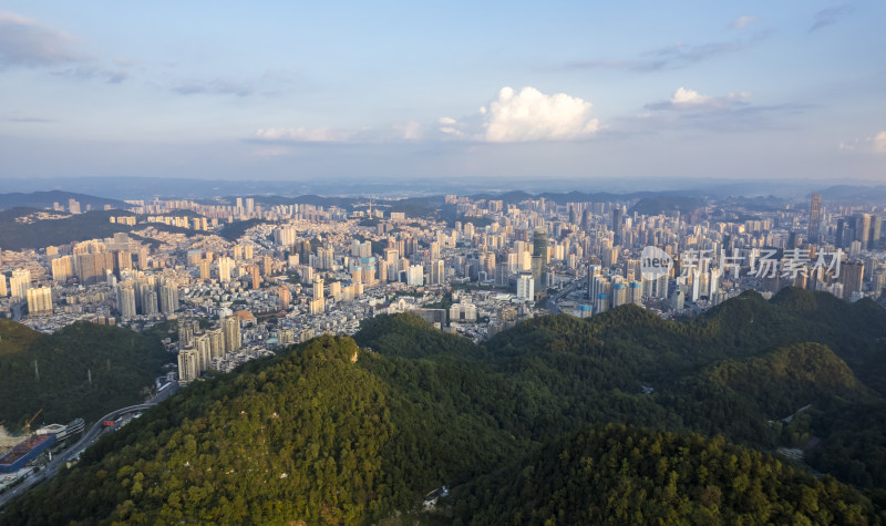 航拍贵阳老城区城市建筑