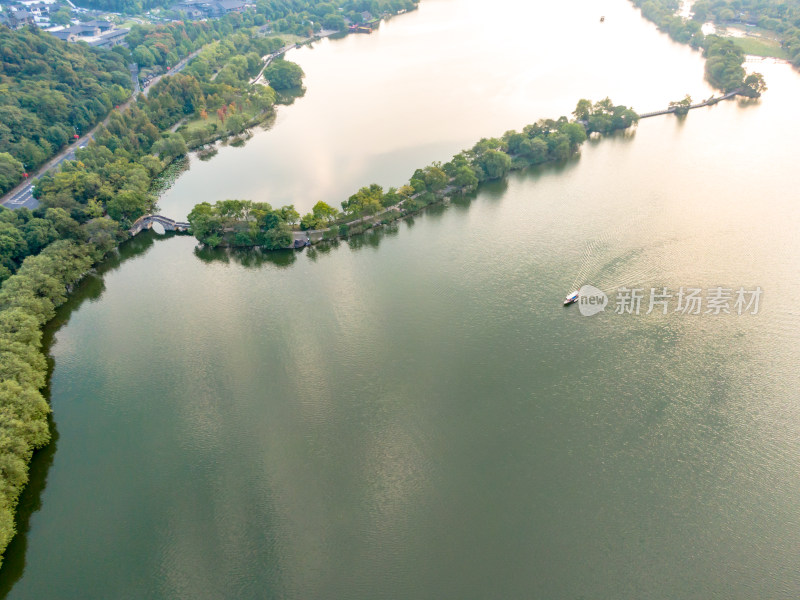 浙江杭州湘湖风景航拍图