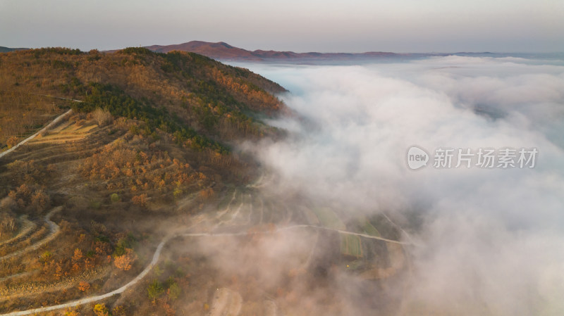 航拍视角山川云雾自然风景